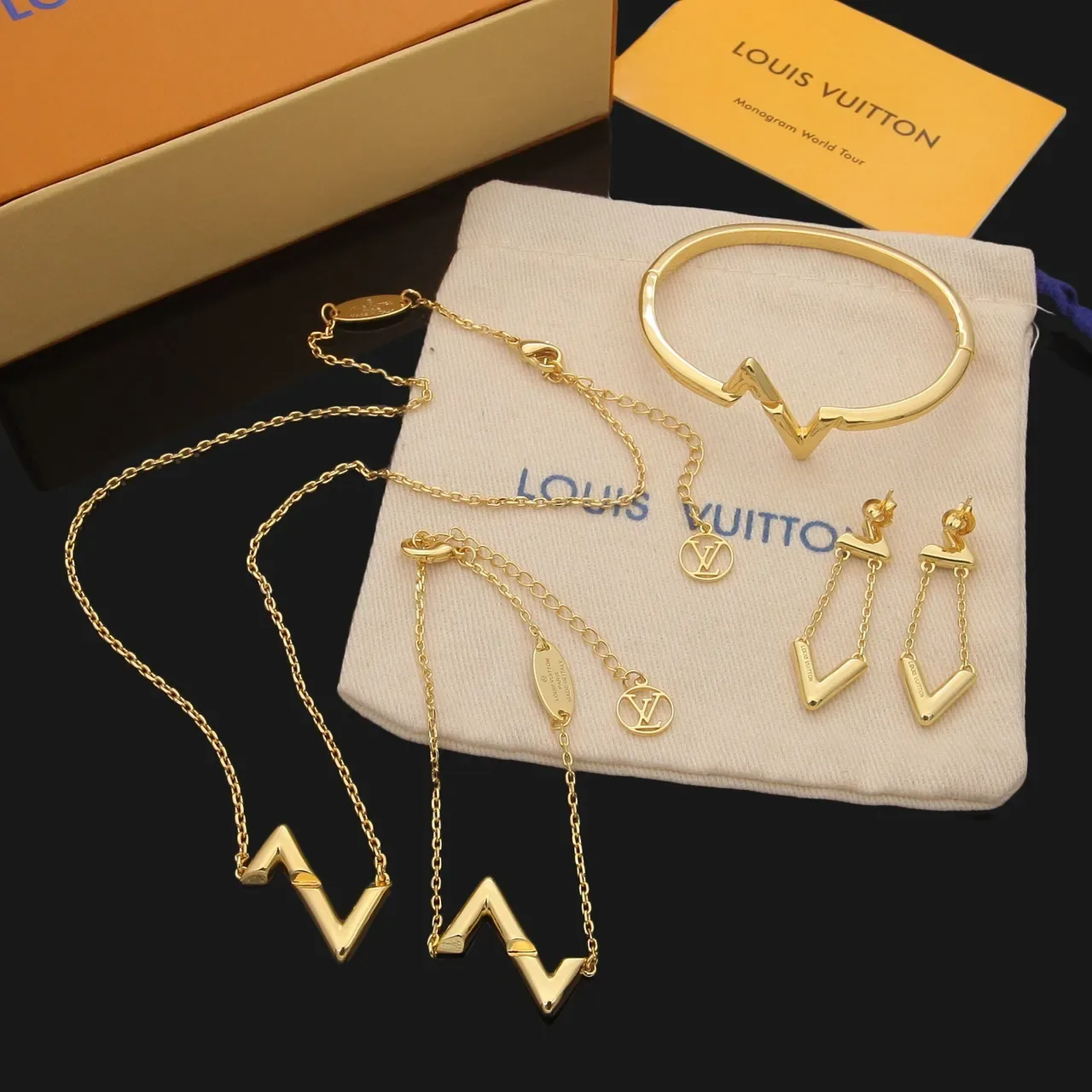 Louis Vuitton Monogram World Tour Zigzag V Chain Bracelet 4