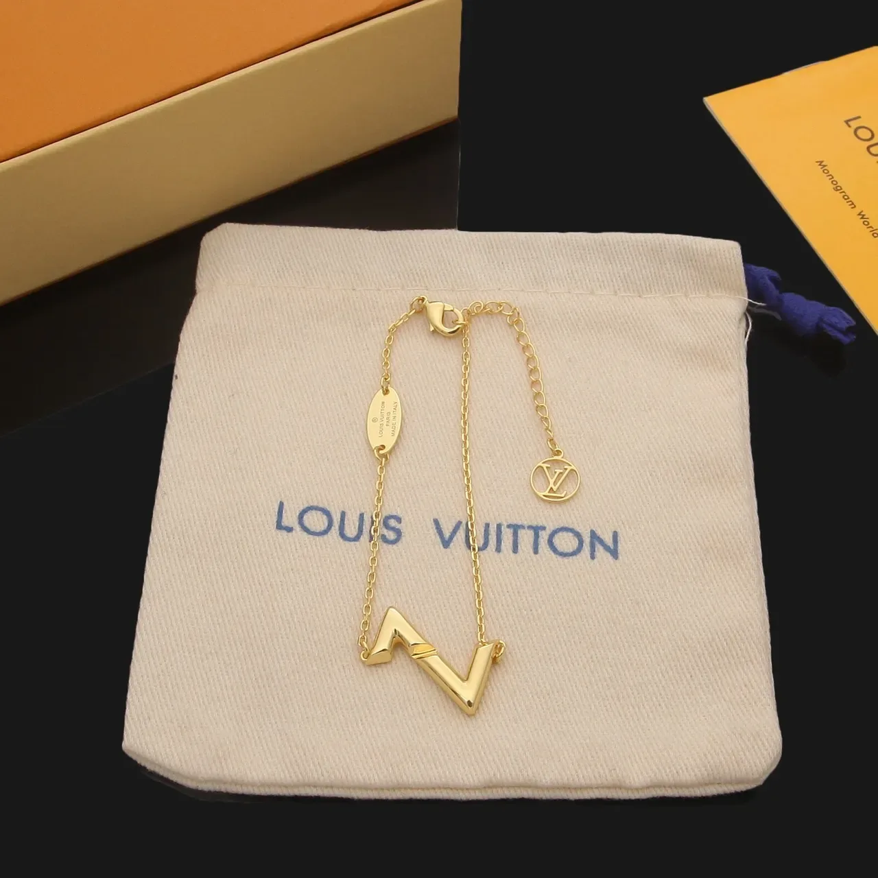 Louis Vuitton Monogram World Tour Zigzag V Chain Bracelet 7