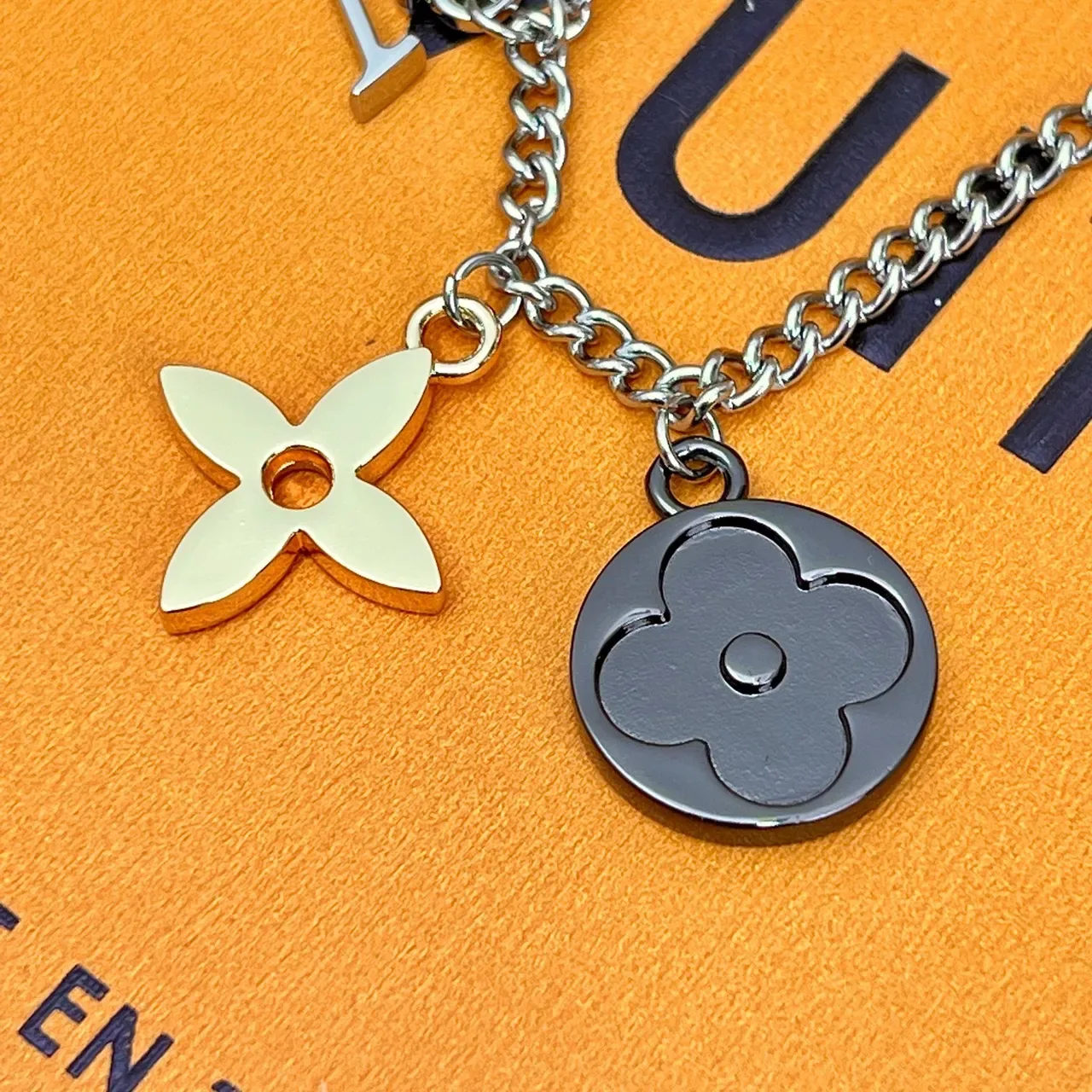Louis Vuitton Multi Charm Silver Gold Chain Necklace 3