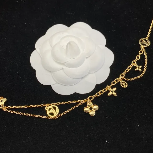Louis Vuitton Multi-Strand LV Monogram Floral Charm Necklace 3