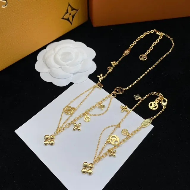 Louis Vuitton Multi-Strand LV Monogram Floral Charm Necklace 4