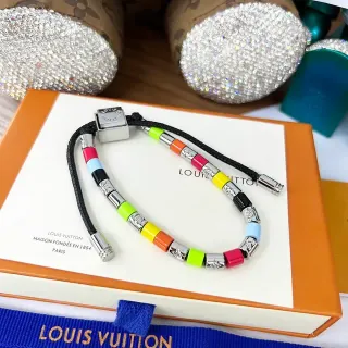 Louis Vuitton Multicolor Black Enamel Beads Braided Cord Bracelet