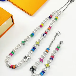 Louis Vuitton Multicolor Enamel Pearl Beaded Necklace