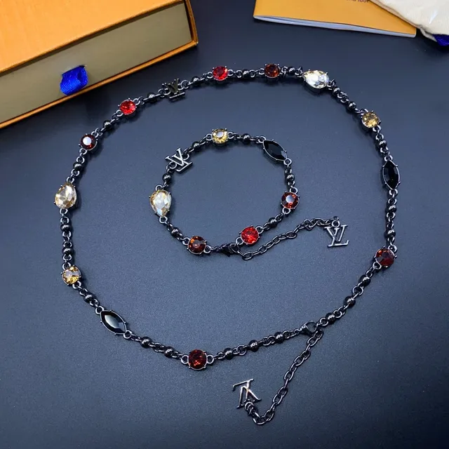 Louis Vuitton Multicolor Gemstone Monogram Chain Necklace 1