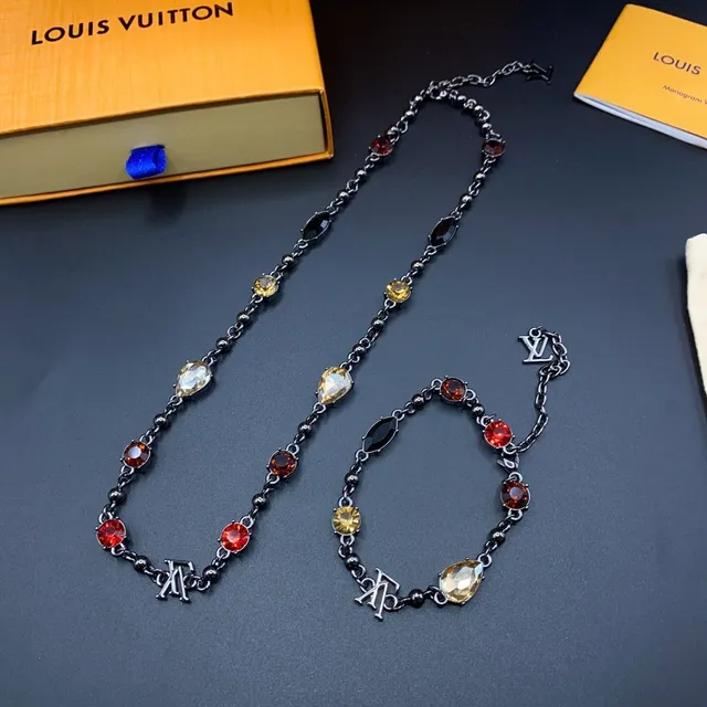 Louis Vuitton Multicolor Gemstone Monogram Chain Necklace 4