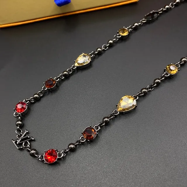 Louis Vuitton Multicolor Gemstone Monogram Chain Necklace 7