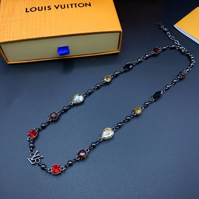 Louis Vuitton Multicolor Gemstone Monogram Chain Necklace 8
