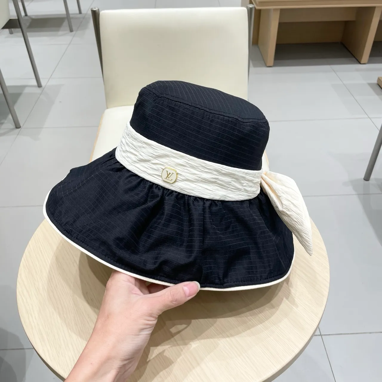 Louis Vuitton Navy and White Ribbon Bucket Hat 4