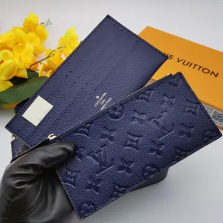 Louis Vuitton Navy Blue Embossed Monogram Long Wallet