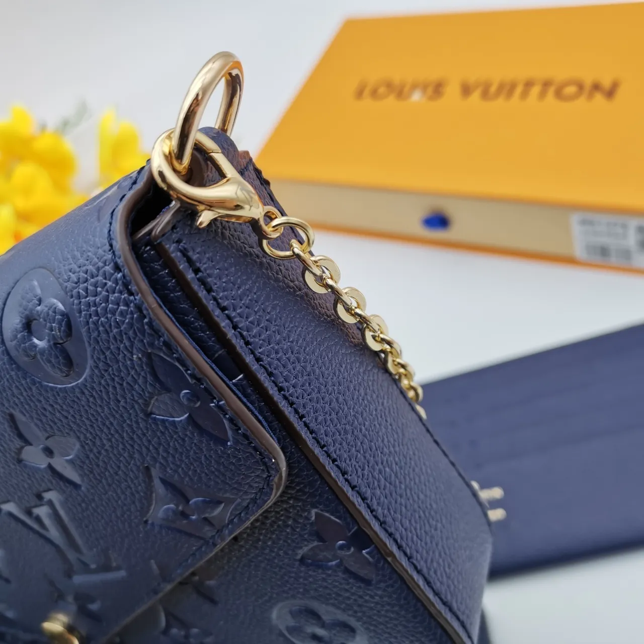 Louis Vuitton Navy Blue Embossed Monogram Long Wallet 5