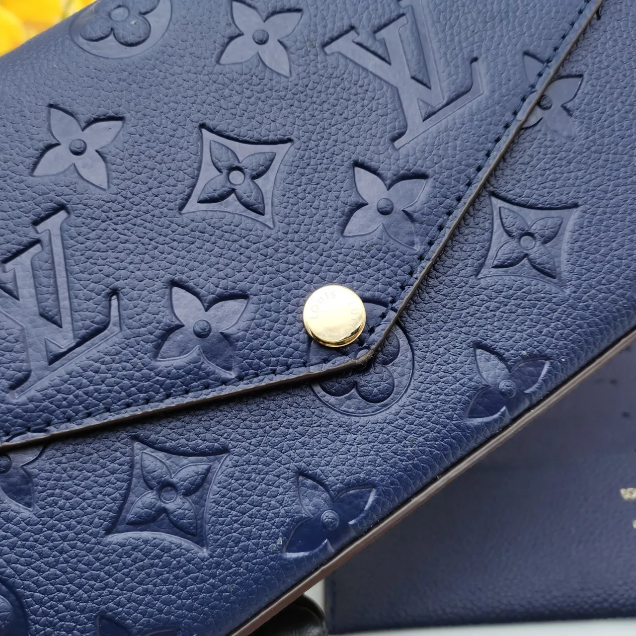Louis Vuitton Navy Blue Embossed Monogram Long Wallet 6