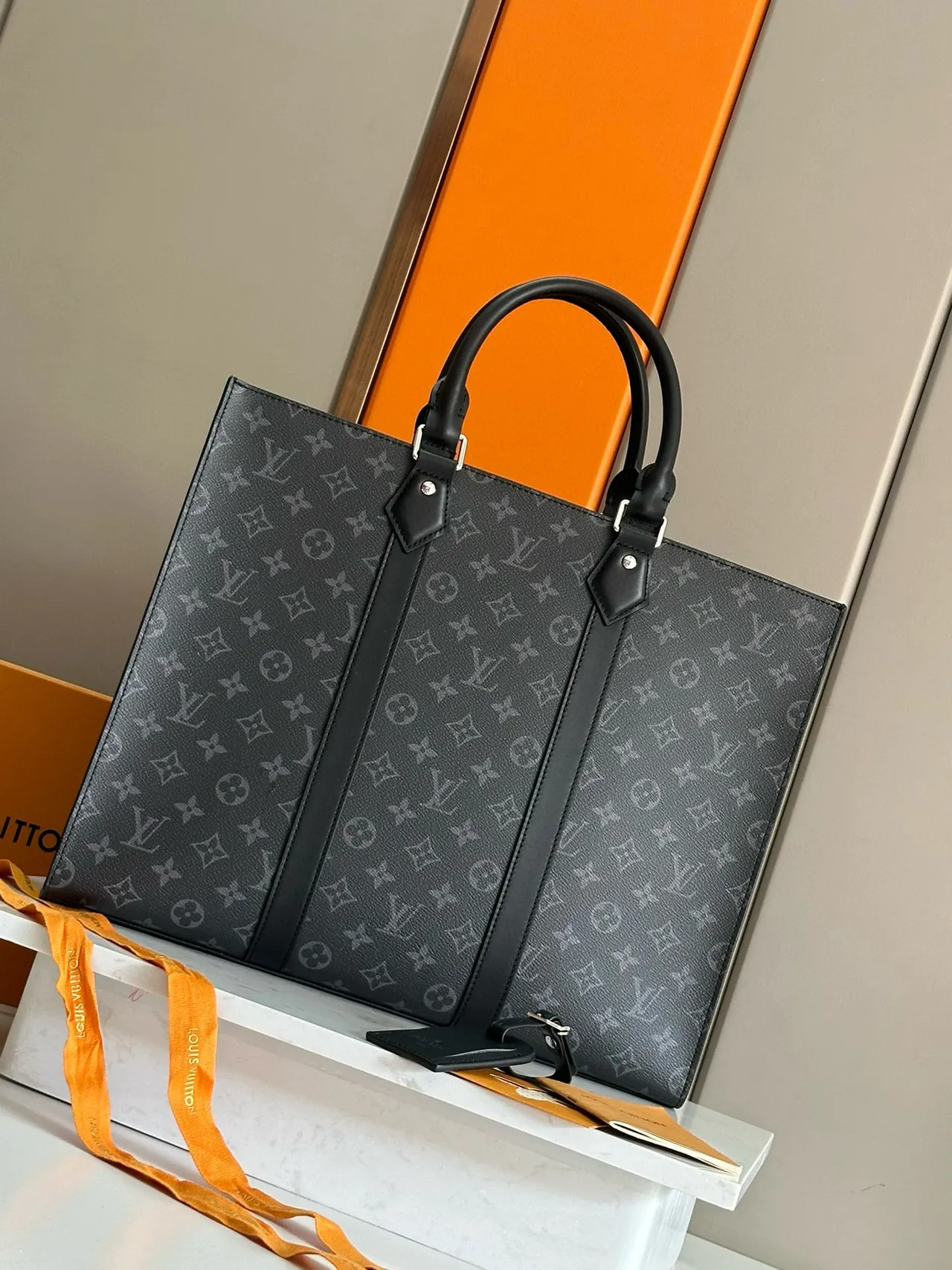Louis Vuitton OnTheGo Bolsa tote preta monograma tela canvas 5