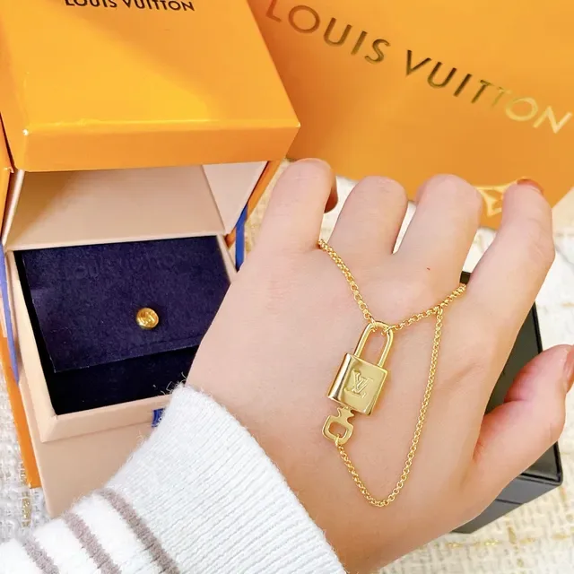 Louis Vuitton Padlock Monogram Gold-Tone Necklace 9