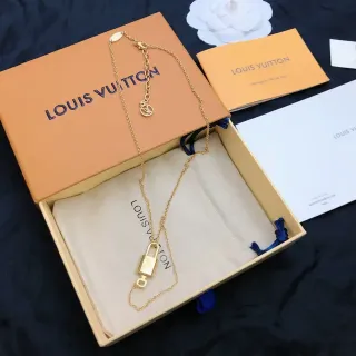 Louis Vuitton Padlock Pendant Gold-Tone Chain Necklace