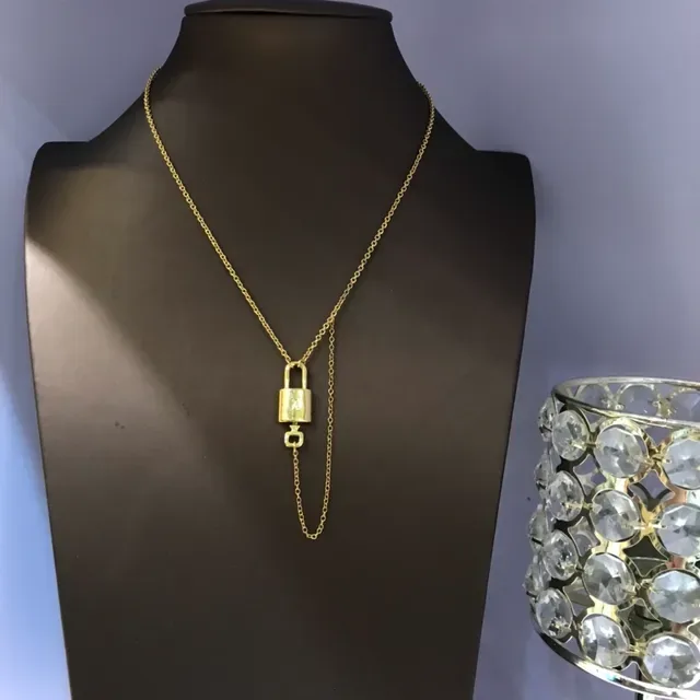 Louis Vuitton Padlock Pendant Gold-Tone Chain Necklace 2
