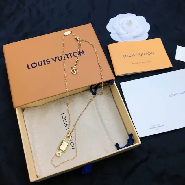 Louis Vuitton Padlock Pendant Gold-Tone Chain Necklace 9