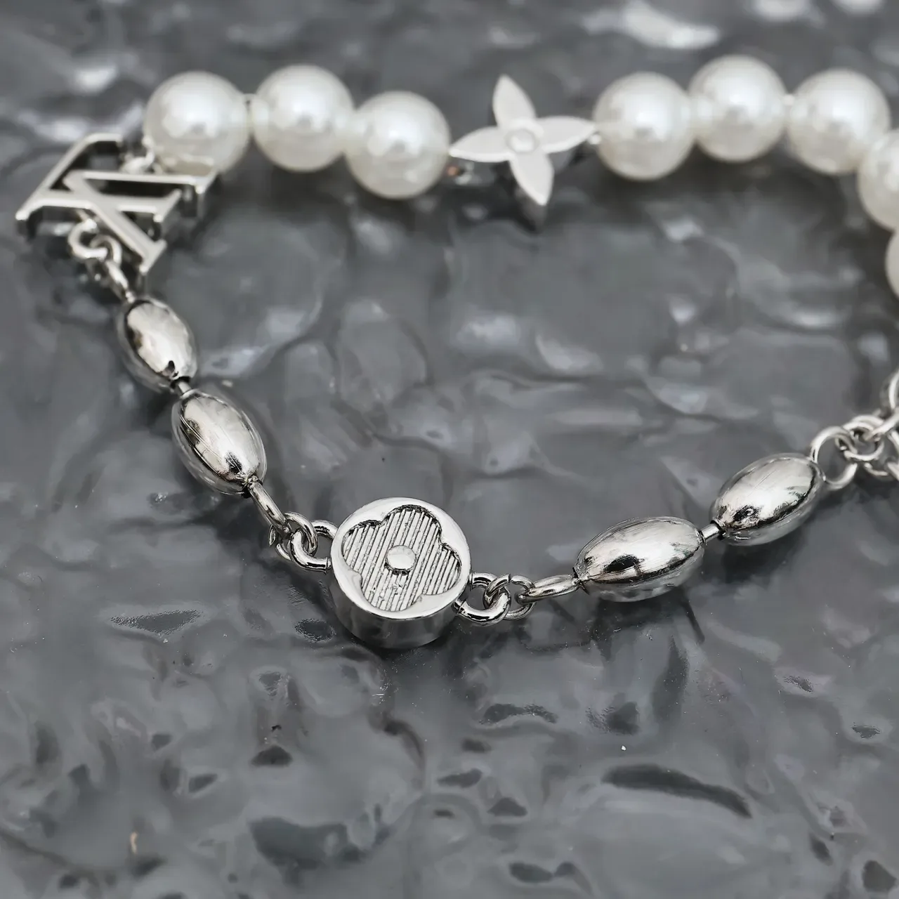 Louis Vuitton Pearl and Monogram Charm Bracelet 5