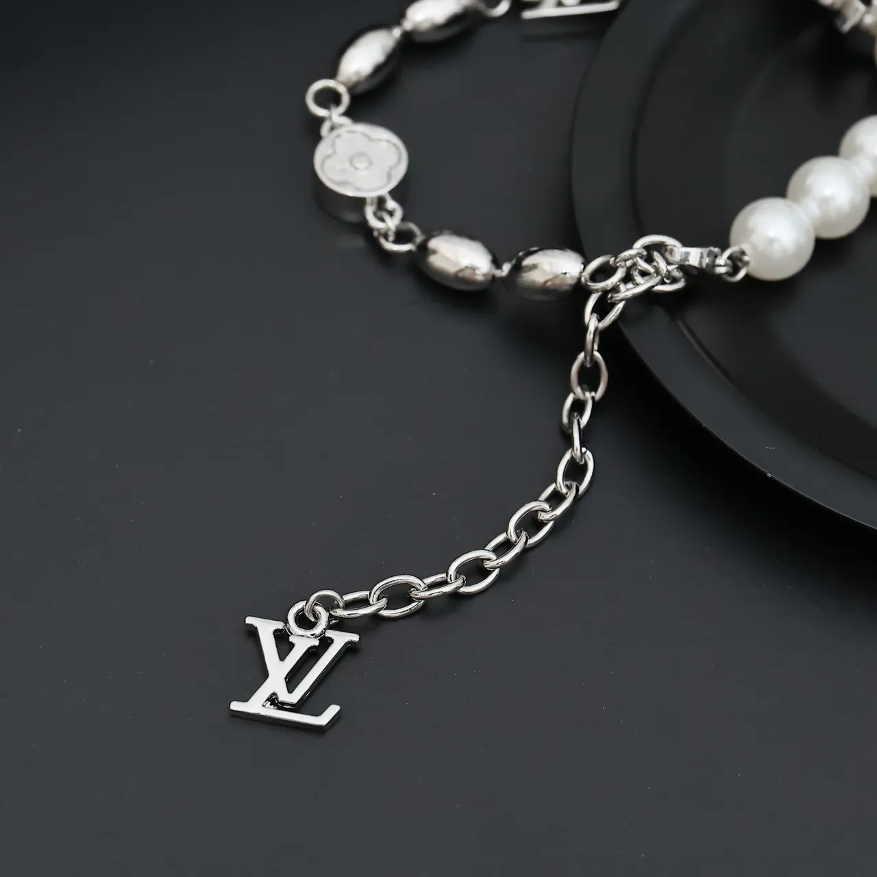 Louis Vuitton Pearl and Monogram Charm Bracelet 6