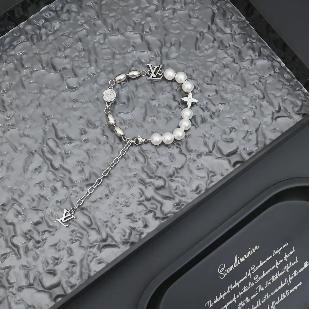 Louis Vuitton Pearl and Monogram Charm Bracelet 8
