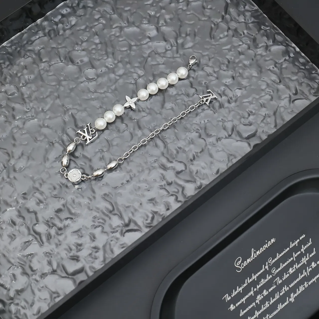 Louis Vuitton Pearl and Monogram Charm Bracelet 9