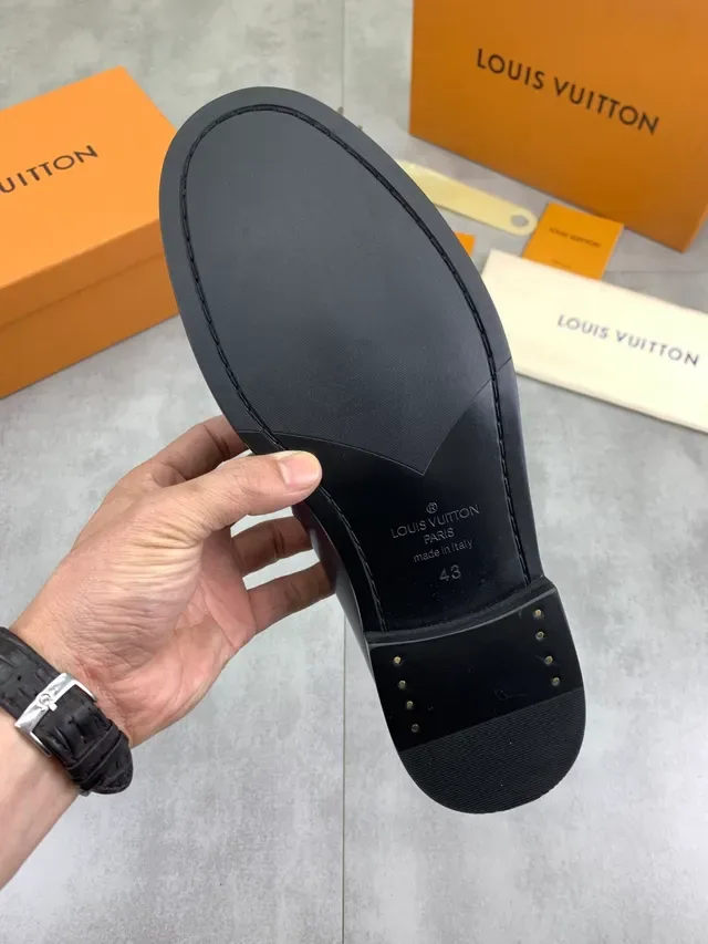 Louis Vuitton Penny Loafer Navy Silver Polished Leather Loafer 3