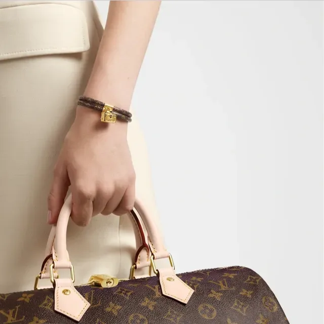 Louis Vuitton Petite Malle Braided Monogram Leather Gold-Tone Bracelet 3