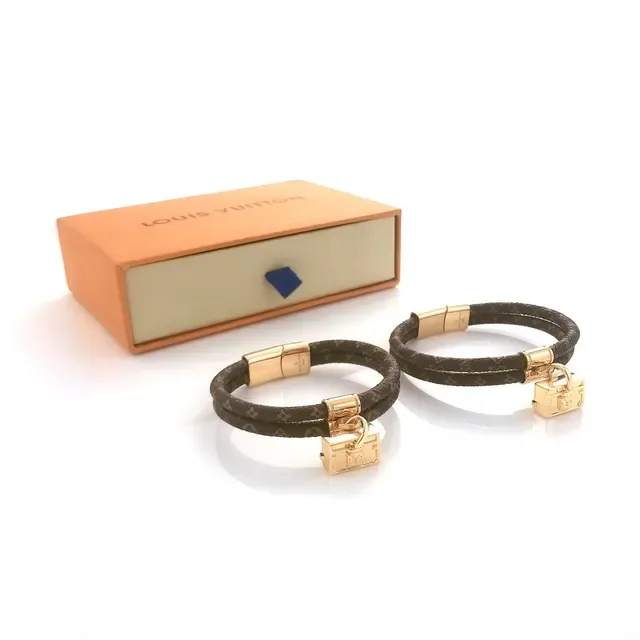 Louis Vuitton Petite Malle Braided Monogram Leather Gold-Tone Bracelet 4