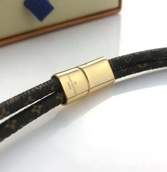 Louis Vuitton Petite Malle Braided Monogram Leather Gold-Tone Bracelet 6