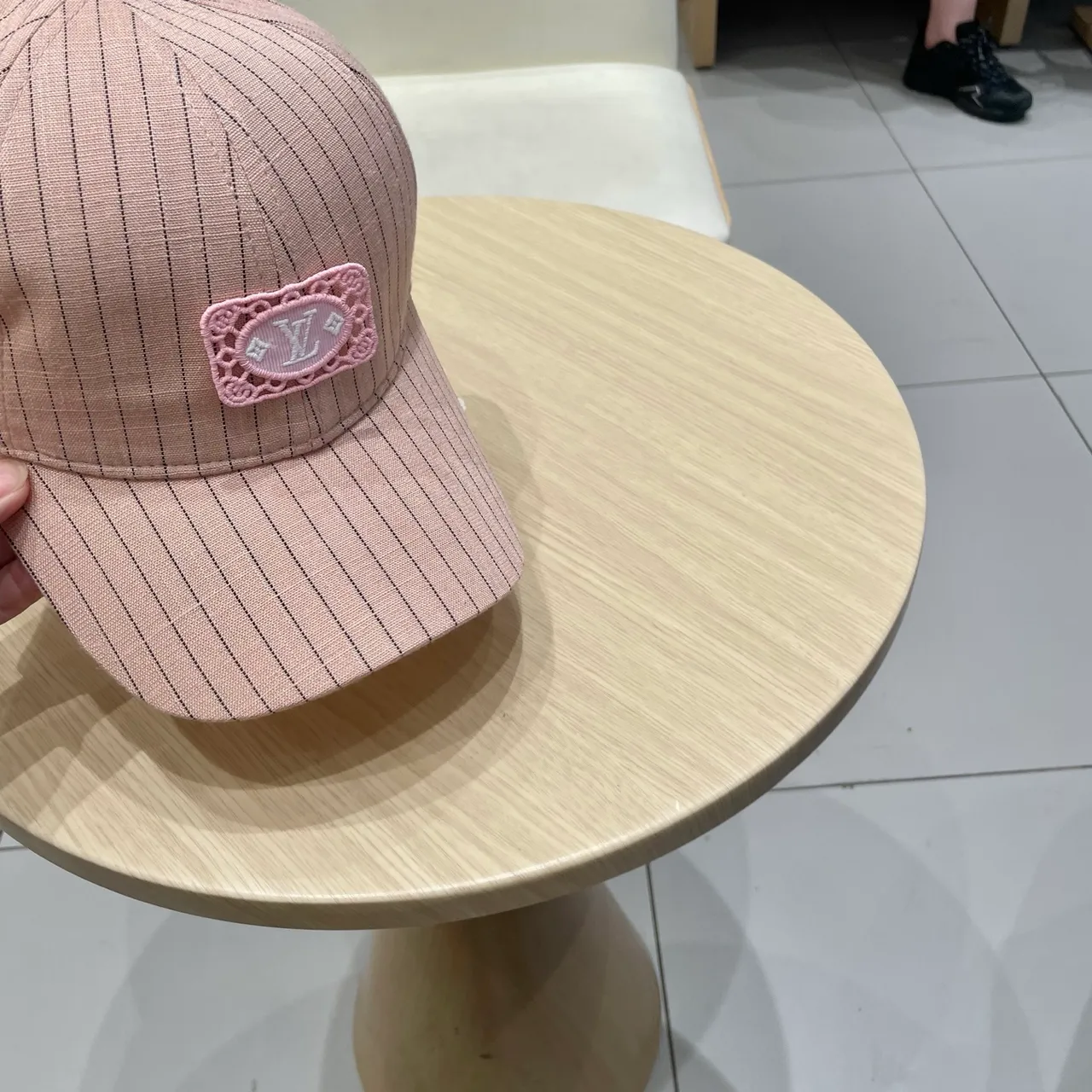Louis Vuitton Pinstripe Embroidered Lace Plaque Baseball Cap 7