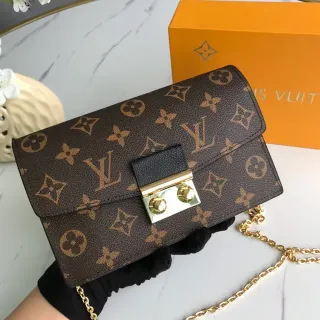 Louis Vuitton Pochette Metis Brown Black Monogram Canvas Flap Closure Chain Bag