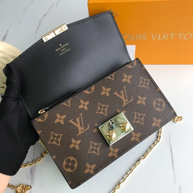 Louis Vuitton Pochette Metis Brown Black Monogram Canvas Flap Closure Chain Bag 4