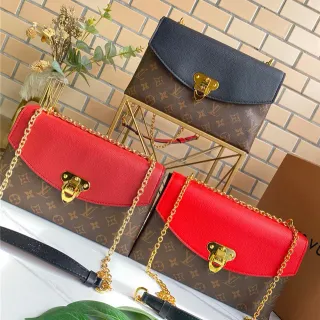 Louis Vuitton Red Brown Flap-Top Monogram Canvas Chain Bag