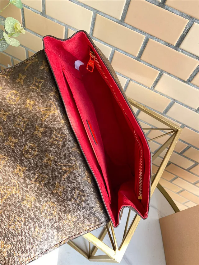 Louis Vuitton Red Brown Flap-Top Monogram Canvas Chain Bag 2
