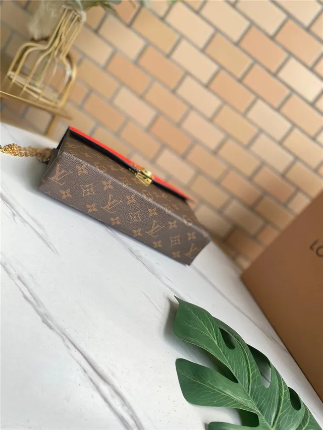 Louis Vuitton Red Brown Flap-Top Monogram Canvas Chain Bag 6
