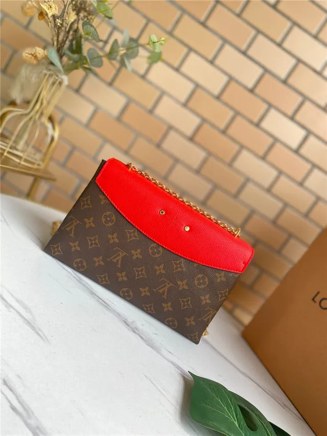 Louis Vuitton Red Brown Flap-Top Monogram Canvas Chain Bag 7