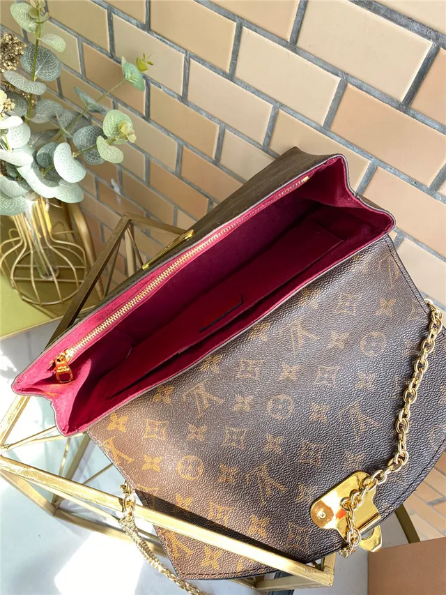 Louis Vuitton Red Brown Flap-Top Monogram Canvas Chain Bag 11