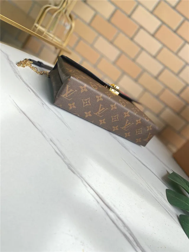 Louis Vuitton Red Brown Flap-Top Monogram Canvas Chain Bag 15
