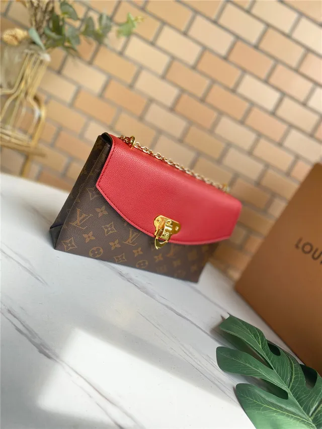 Louis Vuitton Red Brown Flap-Top Monogram Canvas Chain Bag 18
