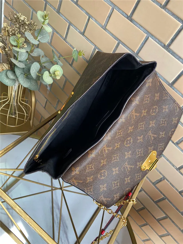Louis Vuitton Red Brown Flap-Top Monogram Canvas Chain Bag 20