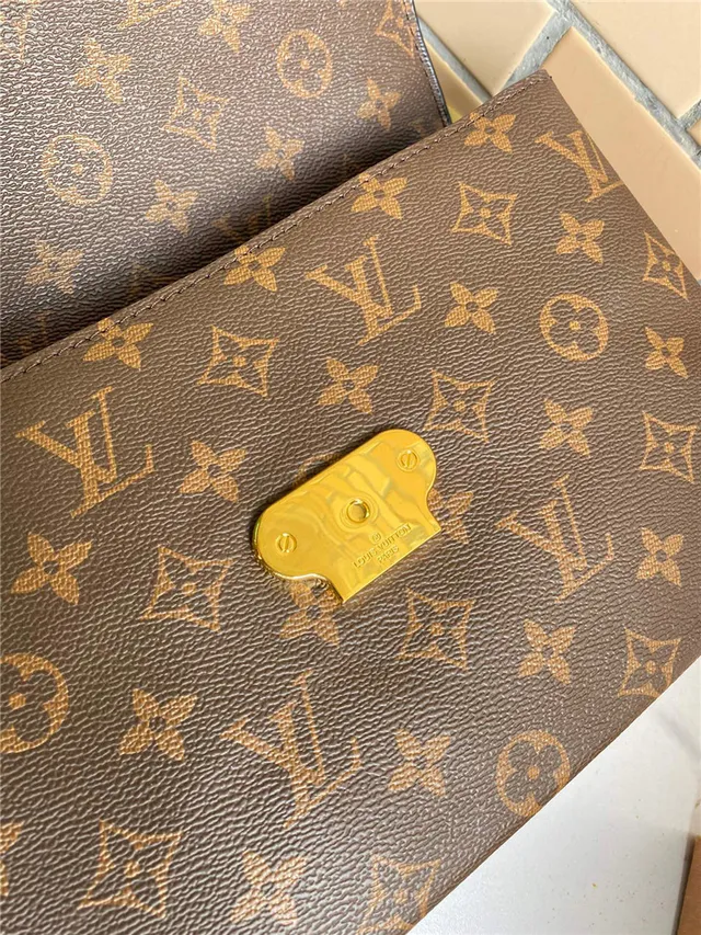 Louis Vuitton Red Brown Flap-Top Monogram Canvas Chain Bag 21
