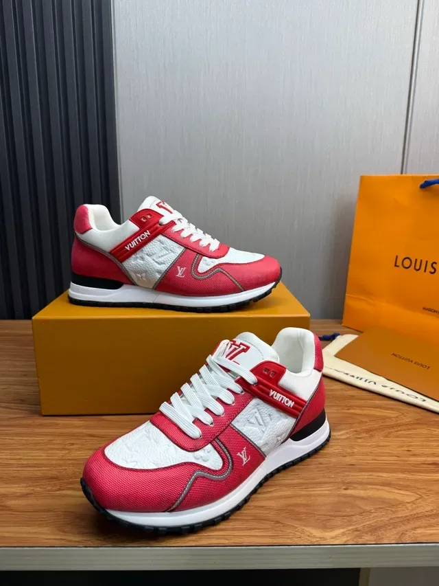 Louis Vuitton Red White Mixed-Material Upper Embossed Monogram Lifestyle Sneakers 4