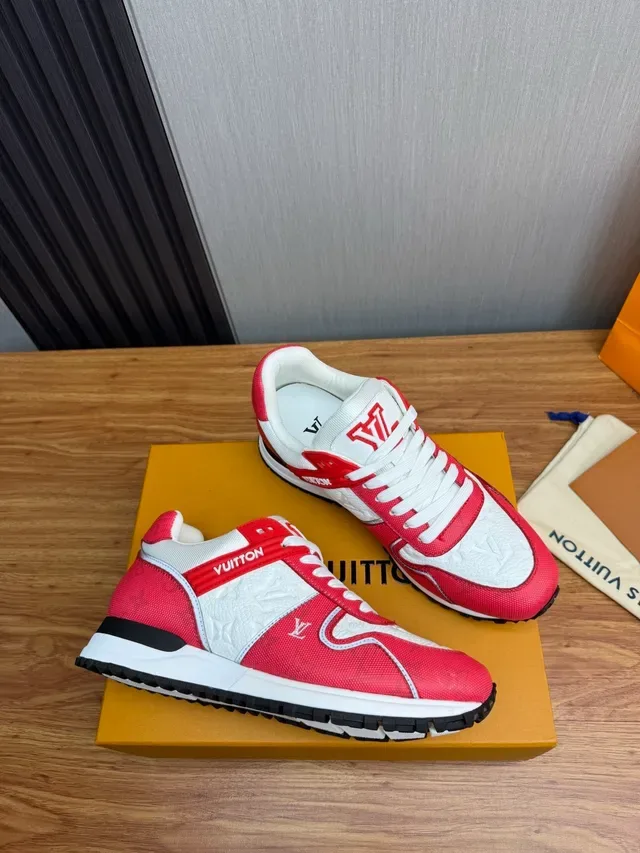Louis Vuitton Red White Mixed-Material Upper Embossed Monogram Lifestyle Sneakers 6