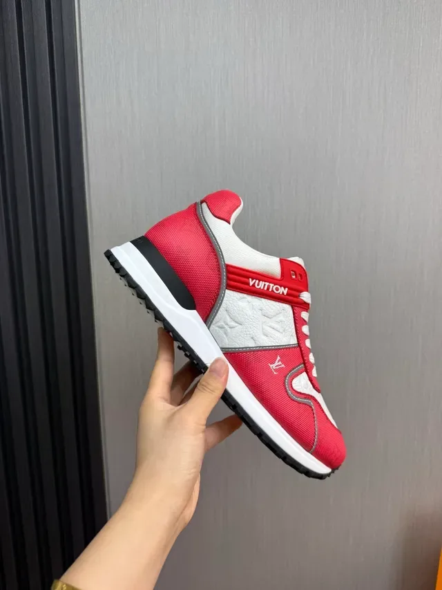 Louis Vuitton Red White Mixed-Material Upper Embossed Monogram Lifestyle Sneakers 7