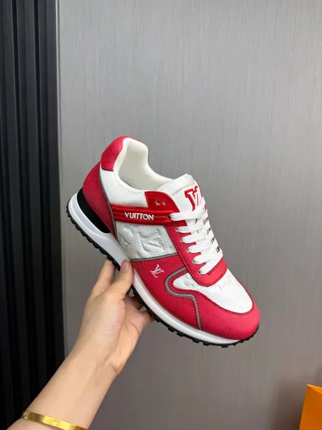 Louis Vuitton Red White Mixed-Material Upper Embossed Monogram Lifestyle Sneakers 8