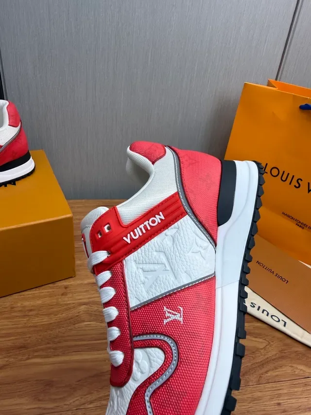 Louis Vuitton Red White Mixed-Material Upper Embossed Monogram Lifestyle Sneakers 10