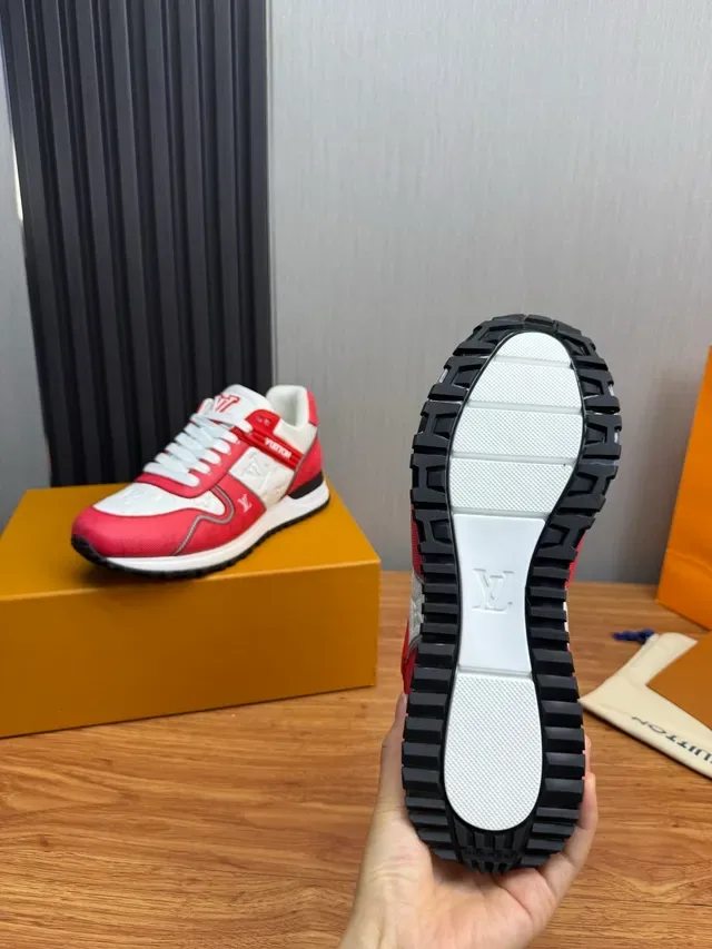 Louis Vuitton Red White Mixed-Material Upper Embossed Monogram Lifestyle Sneakers 11