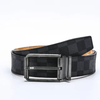 Louis Vuitton Reversible Belt Black Brown Damier Graphite Monogram Metal Buckle Leather Belt
