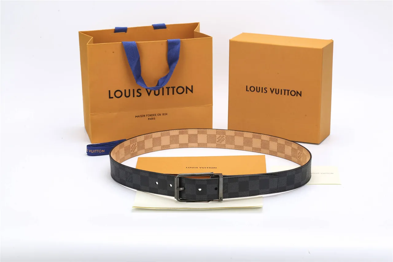 Louis Vuitton Reversible Belt Black Brown Damier Graphite Monogram Metal Buckle Leather Belt 3