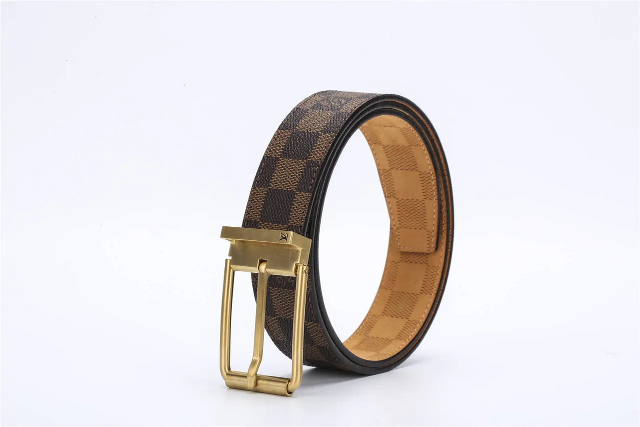 Louis Vuitton Reversible Belt Brown Gold Damier Ebène Checkered Canvas Buckle Leather Belt 4