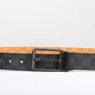 Louis Vuitton Reversible Damier Belt Black Beige Graphite Canvas Leather Belt